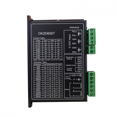 Digital Stepper Driver OK2D656T 1.4-5.6A 18-60VDC for NEMA23 NEMA24 NEMA34 Stepper Motor