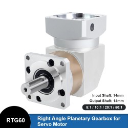 RTG60 Series Nema 24 Right Angle Planetary Gearbox Ratio 5:1/10:1/20:1/50:1 for 60mm Servo Motors