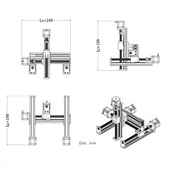 Gantry Linear Guide Stage Stroke Linear Stage Module XYZ Slide Table X=100mm,Y=100mm, Z=50mm