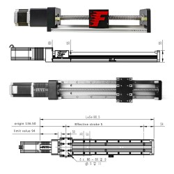 Double Guide Rails Ball Screw Linear Stage Module FSK80 Linear Actuator 100-1000mm with NEMA24 Stepper Motor