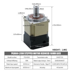 PGH60 Series Helical Planetary Gearbox Max.Ratio 100:1 PGH60-L2SW-Stepper Backlash 8 Arc-min for Nema 23,24 Stepper Motor