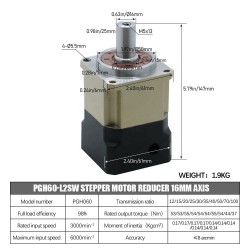 PGH60 Series Helical Planetary Gearbox Max.Ratio 100:1 PGH60-L2SW-SERVO Backlash 8 Arc-min for Nema 23,24 Servo Motor