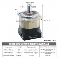 PGH090 Series Helical Planetary Gearbox 19mm Input Shaft for Nema 34 Stepper Motor / 80-90mm Servo Motor