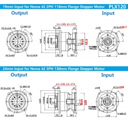 PLX120 Series Helical Flange Plate Output Planetary Gearbox for Nema 42 Stepper Motor & 110mm/130mm Servo Motor