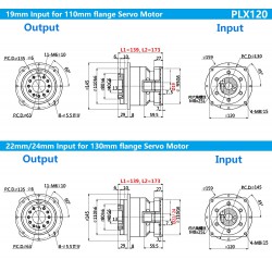 PLX120 Series Helical Flange Plate Output Planetary Gearbox for Nema 42 Stepper Motor & 110mm/130mm Servo Motor