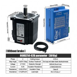 Nema34 Close Loop Stepper Motor Kit 86HB250-82B-HBS86 (No Brake) 1.8deg 4.5N.m with HBS86 Driver