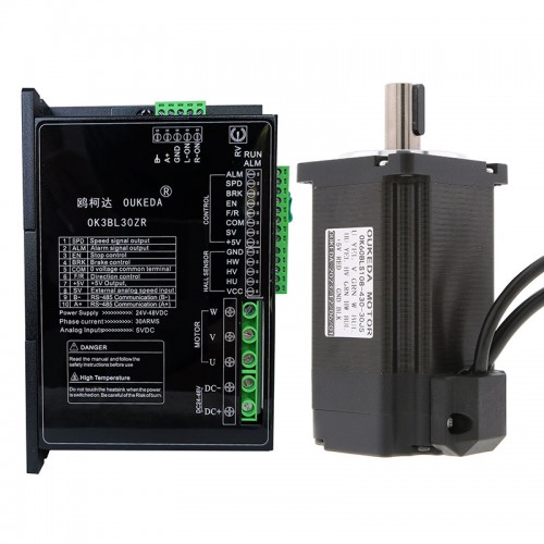 300W 24V/48V Brushless DC Motor & BLDC Driver Kit OK60BLS108-430-30J5+OK3BL30ZR 95.55Ncm 3000RPM 3 Phase