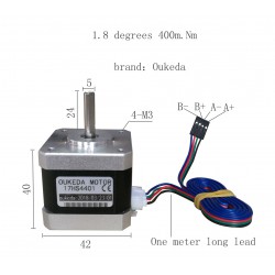 Oukeda NEMA 17 Stepper Motor 17HS4401 1.8 Deg 45Ncm 2 Phase for 3D Printer Robotics