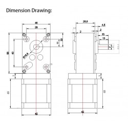 Oukeda Nema 17 Worm Gearbox Stepper Motor with 17:1/30:1/50:1/75:1/100:1/290:1/500:1 Worm Gearbox