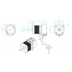 64W 24V DC Servo Motor 42JSF330AS 1.56A 0.2N.m 3000 RPM 42 x 42mm with 1000 Lines Encoder