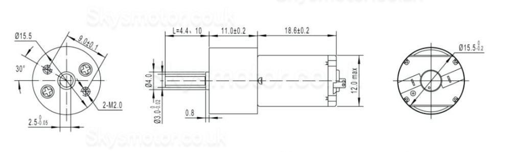 2Pcs Φ15.5mm 6V/12V Brushed DC Gearmotor PMDC Motor GM16-030PA With Reduction Ratio 18~336 Spur Gearbox