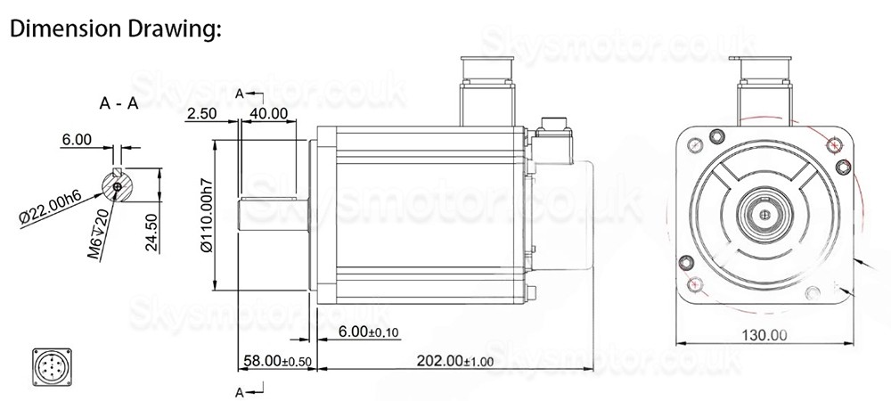 1.5KW AC Servo Motor Kit 130JASM515220K-17B-SC+JASD20002-20B 7.16N.m 220V 2000RPM 7.2A with Servo Driver + Brake