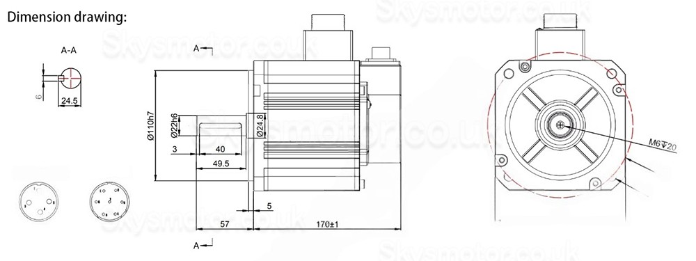 2.0KW AC Servo Motor Kit 130JASM520220K-17B+JASD20002-20B 9.55N.m 220V 2000RPM 10.2A with JASD20002-20B Servo Driver