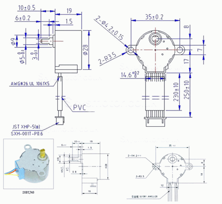 12V 28BYJ-48 PM Gear Stepper Motor 64:1 Reduction 4 Phase Step Motor for Arduino