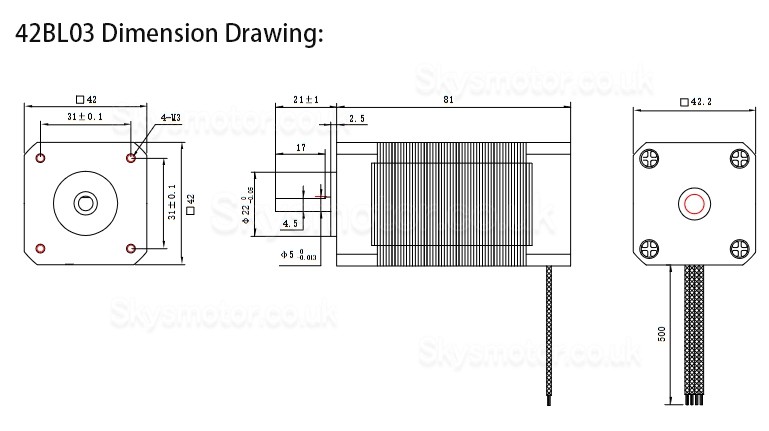 24VDC Brushless DC Motor SMCU002920 3 Phase 6.3Ncm/12.5Ncm/18.8Ncm 4000RPM BLDC Motor