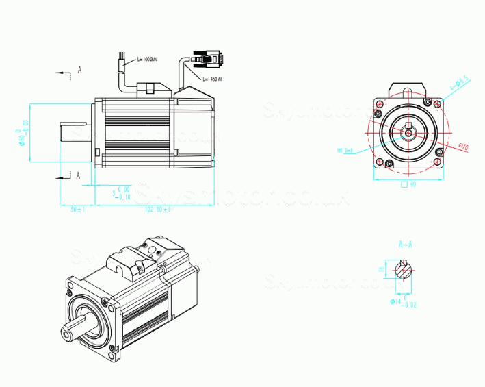 0.2KW 36V DC Servo Motor & Driver Kit 60ASM200+MCAC706 7.6A 0.63N.m 3000 RPM 60 x 60mm with 2500 Lines Encoder