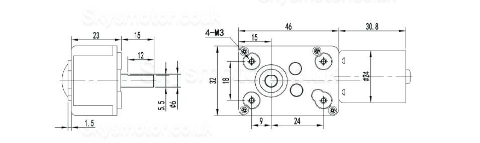 2Pcs 12V/24V Brushless DC Worm Gear Motor 2.7W Shaft 6mm With 90 Degree Output Shaft Worm Gearbox