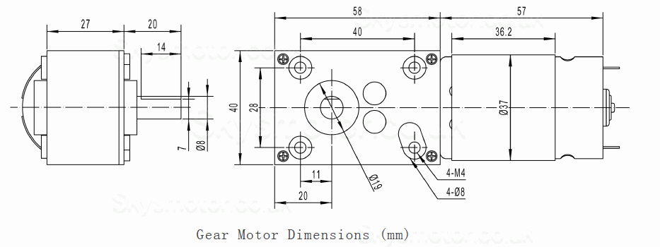 2Pcs 12V/24V Permanent Magnet DC Worm Gear Motor 8.8W Shaft 8mm With 90 Degree Output Shaft Worm Gearbox