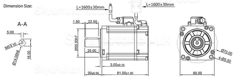 200W DC Servo Motor Kit 60ASM200-5-1024C+MCAC610 0.64N.m 36V 7.5A 0.64N.m 3000 RPM with MCAC610 Servo Driver