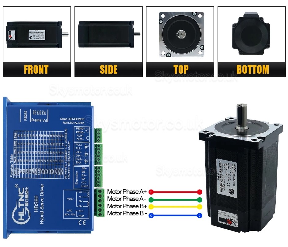 Nema34 Close Loop Stepper Motor Kit 86HB250-118B-HBS86 Brake 1.8Deg 8N.m with HBS86 Driver + Brake