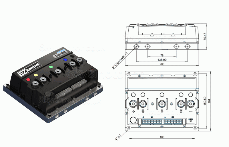 48V/72V 3KW Brushless DC Motor + Controller Kit HPM3000A-EZ-A48400-kit For Electric Bike, Mountain Bike,Motorcycle