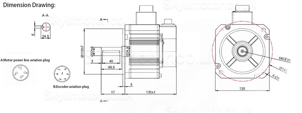 1.5KW AC Servo Motor Kit 130JASM515230K-17B+JASD20002-20B 4.78N.m 220V 3000RPM 5.6A with Servo Driver