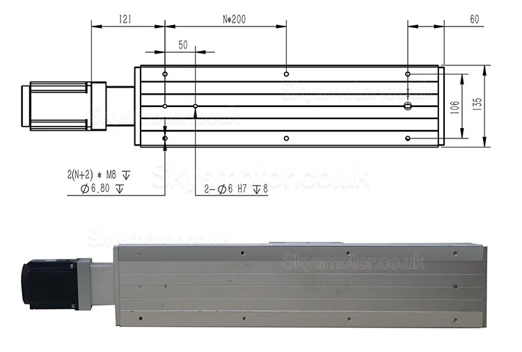 Double Rail Linear Module Linear Guide Actuator FCH140 50-1250mm with 1000W Servo Motor