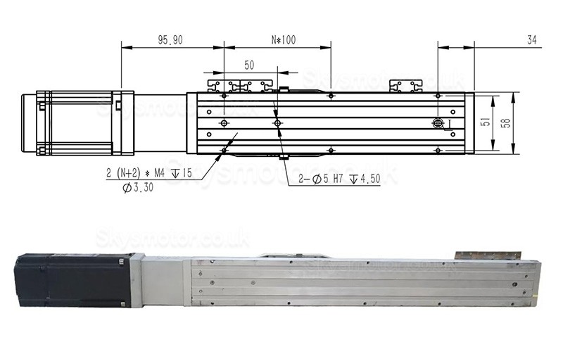 Double Rail Linear Module Linear Guide Actuator FCH60 50-1000mm with 400W Servo Motor