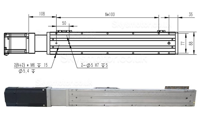 Double Rail Linear Module Linear Guide Actuator FCH90 50-1100mm with 750W Servo Motor