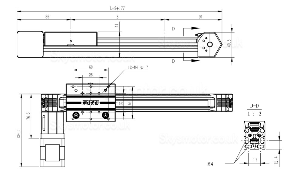 Linear Guide Linear Module Linear Stage Belt Drive FPB30 with Nema 17 Stepper Motor for CNC