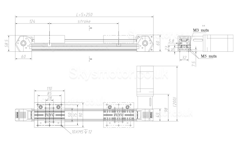 Linear Stage Linear Motion Guide Linear Actuator Table Belt Drive FPB45 with Nema 23 Stepper Motor