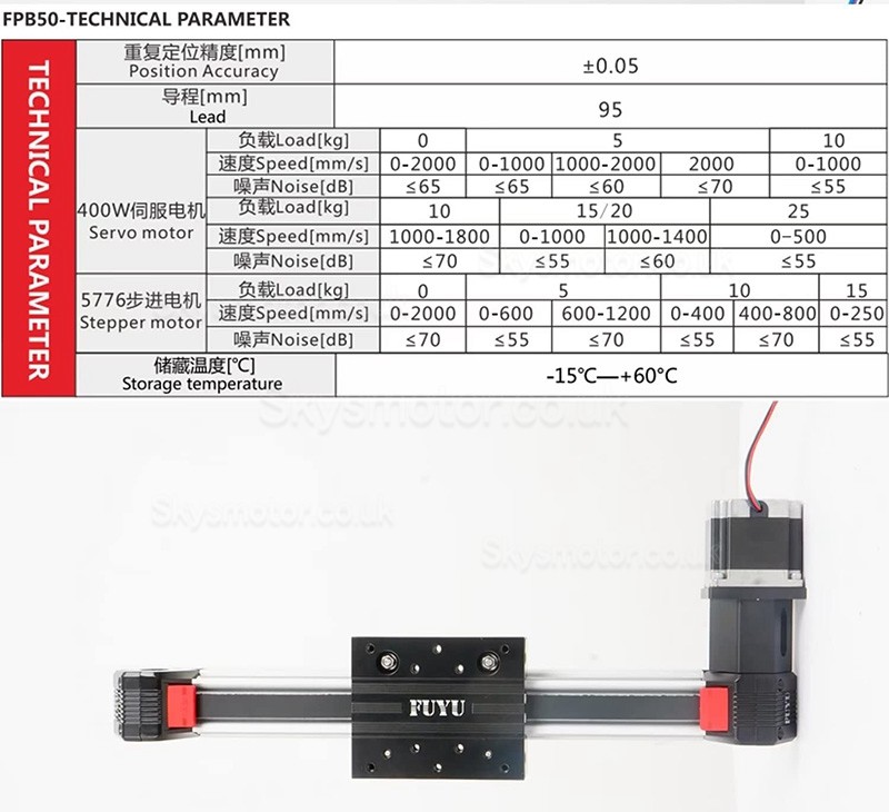 Linear Ball Ccrew Actuator CNC Linear Guide Stage FPB50 95mm with Nema 23 Stepper Motor