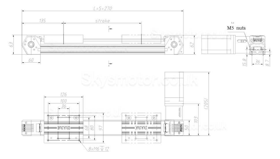 Linear Ball Ccrew Actuator CNC Linear Guide Stage FPB50 95mm with Nema 23 Stepper Motor