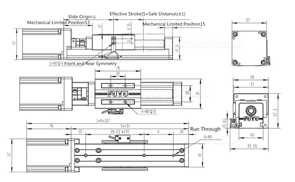 Linear Guide Linear Module Ball Screw for CNC Linear Stage FSK40J 50-1000mm with Nema 23 Stepper Motor