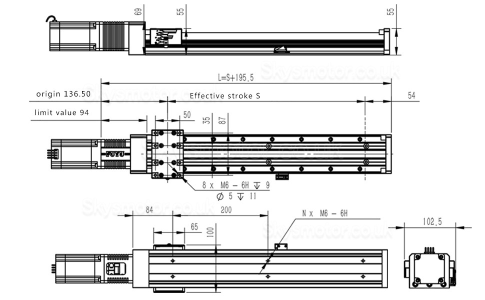 Double Guide Rails Ball Screw Linear Stage Module FSK80 Linear Actuator 100-1000mm with NEMA24 Stepper Motor