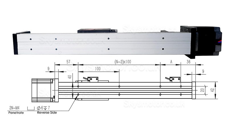 Linear Slide Rail Linear Ball Screw Actuator FSL40  50-1000mm with Nema 23 Stepper Motor