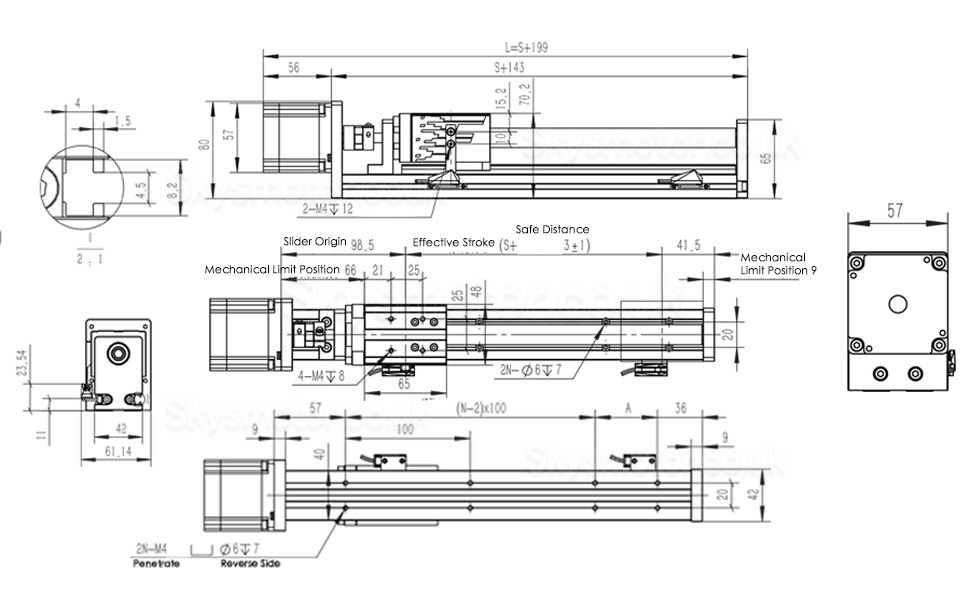 Linear Slide Rail Linear Ball Screw Actuator FSL40  50-1000mm with Nema 23 Stepper Motor