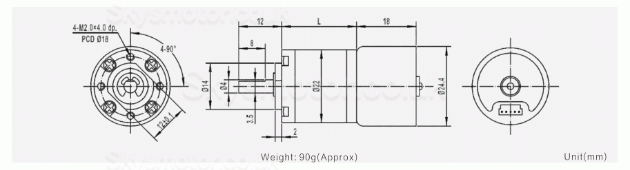 2Pcs Φ22mm 12V/24V Brushless DC Gearmotor GMP22-TEC2418 3.0kg.cm 1.54w With Planetary Gearbox