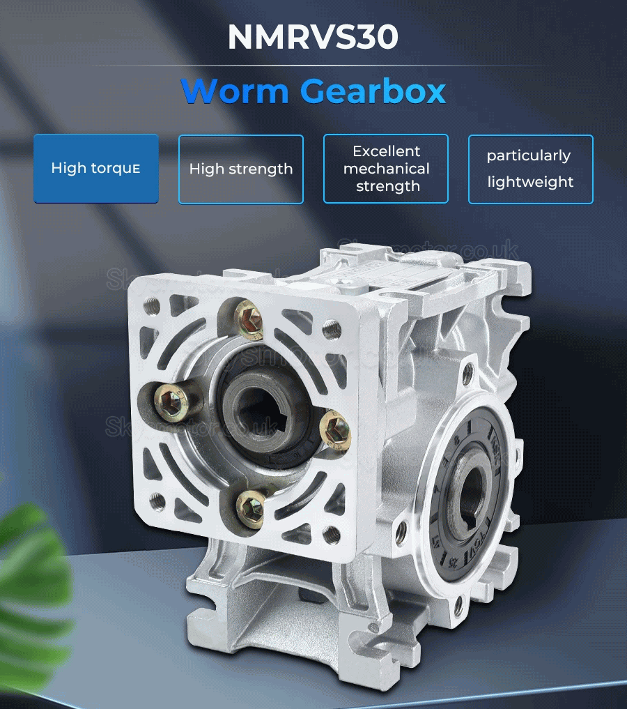 NMRV030 Worm Gearbox 5:1 10:1 20:1 30:1 50:1 Gear Speed Reducer Fit Nema 23 Stepper / Servo Motor