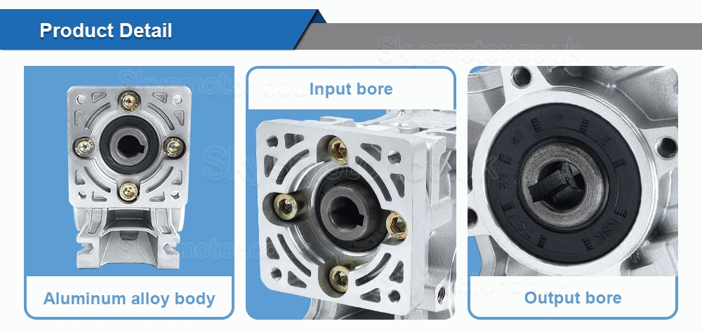 NMRV030 Worm Gearbox 5:1 10:1 20:1 30:1 50:1 Gear Speed Reducer Fit Nema 23 Stepper / Servo Motor