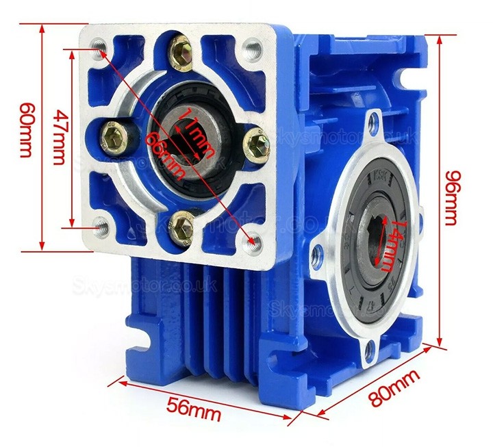 NMRV030 Worm Gear Reducer Gearbox Ratio 10:1 15:1 20:1 25:1 30:1 40:1 for Nema23 Stepper Motor / Servo Motor