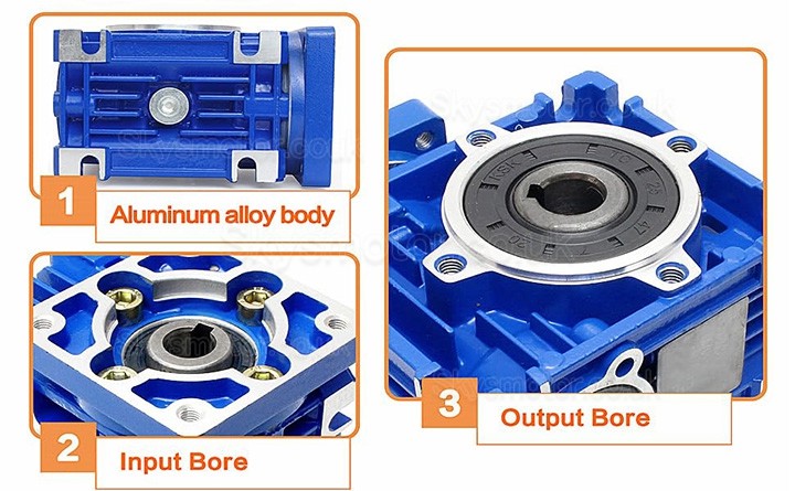 NMRV030 Worm Gear Reducer Gearbox Ratio 10:1 15:1 20:1 25:1 30:1 40:1 for Nema23 Stepper Motor / Servo Motor