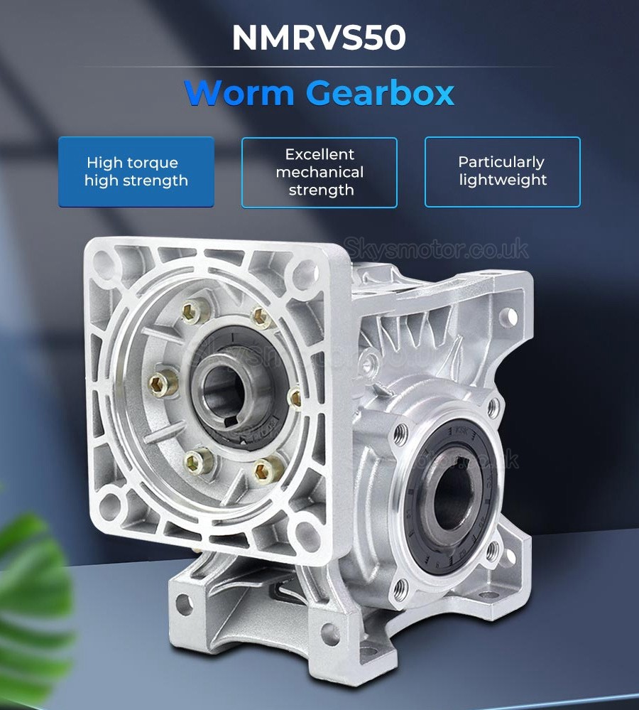 NMRV050 Worm Gear Reducer Gearbox Ratio 5:1/10:1/20:1 Fit Nema 42 Stepper Motor