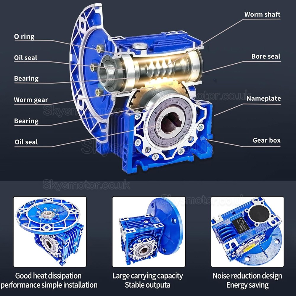 RV050 80B14/80B5 Round Worm Gear Reducer Gearbox Ratio 5:1 10:1 15:1 20:1 30:1 Input 19mm