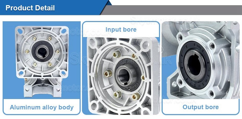 NMRV050 Worm Gear Reducer Gearbox Ratio 5:1/10:1/20:1 Fit Nema 42 Stepper Motor