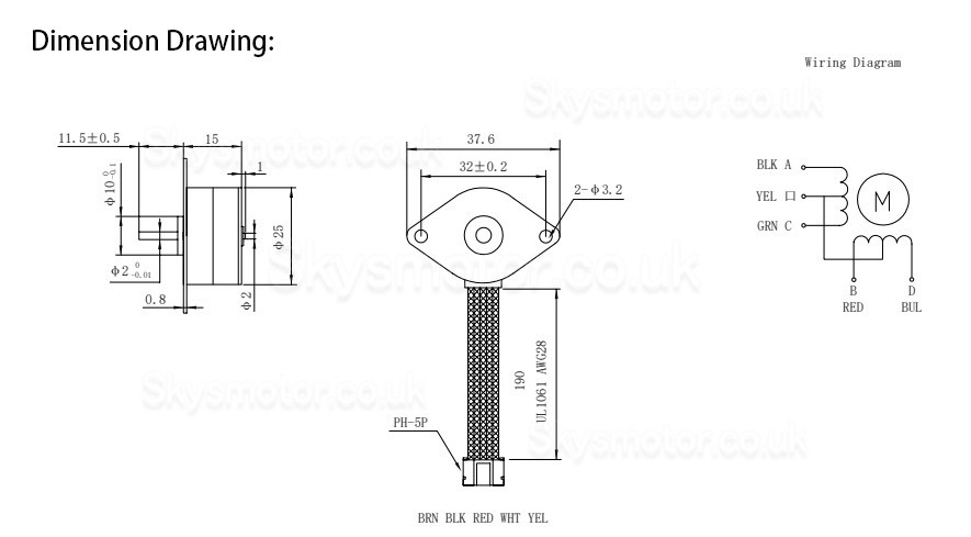 Oukeda PM25 Permanent Magnet Stepper Motor OK25PM15-034A5 2 Phase 1.8 Deg 1A 12Ncm