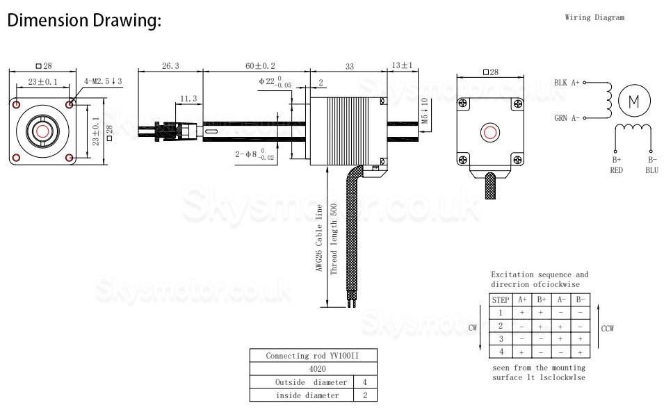 Nema 11 Stepper Motor OK28DL33B-Q60-ZC 1.8 deg 6.8Ncm 28 x 28mm for Yamaha IC Burning Machine / Labeling Machine