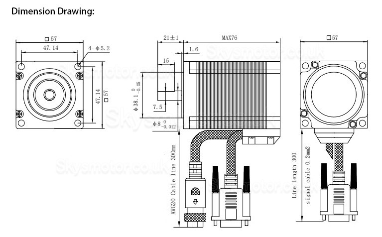 OUKEDA Nema 23 Closed Loop Stepper Motor Kit OK57DL76EC1-2C1+OK2D60BH 2.0 Nm 1.8 Deg With OK2D60BH Driver