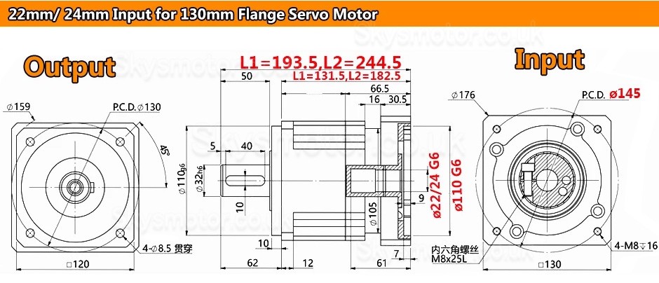 PLG120 Series Helical Planetary Gearbox 19mm/22mm/24mm Input Shaft for Nema42 /Nema 52 Svero Motor