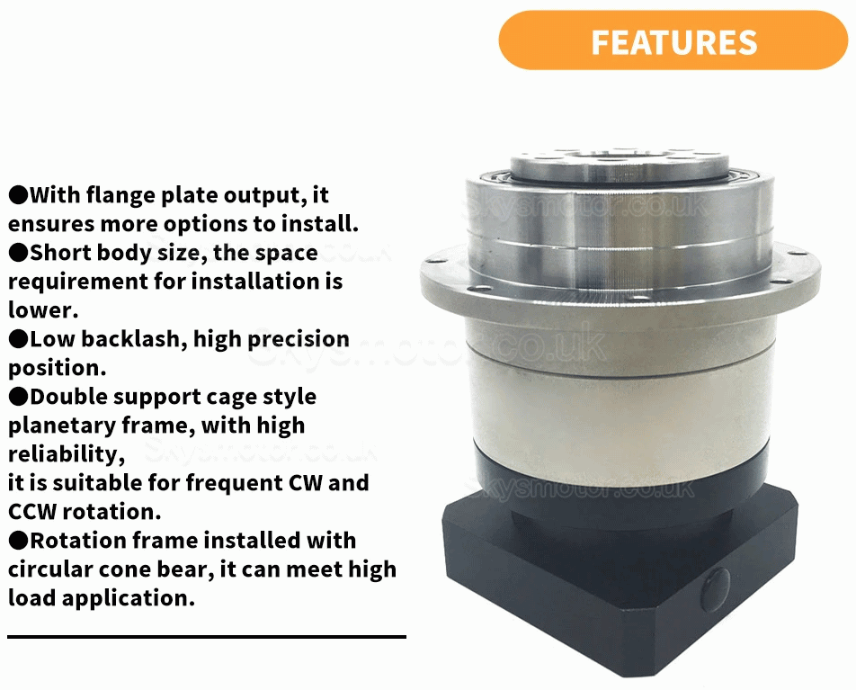 PLX060 Series Helical Planetary Gearbox Flange Plate Output for Nema23 Stepper Motor / Nema24 Servo Motor